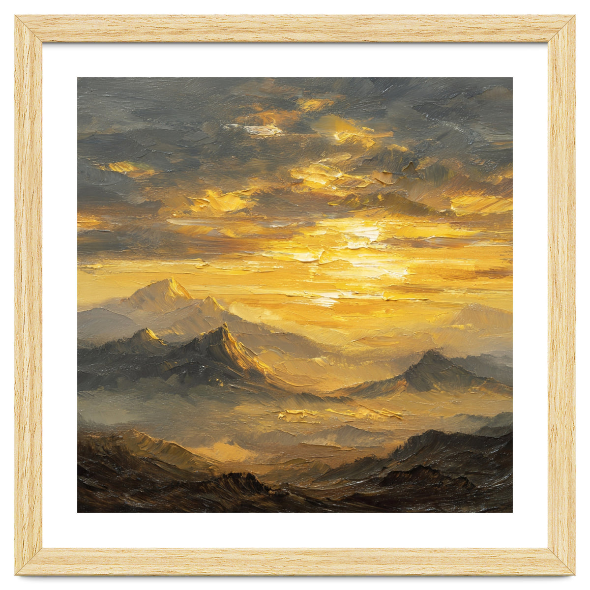 Vibrant Golden Hour Horizon Over Distant Mountain Ridges