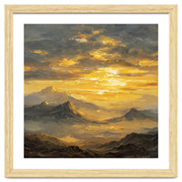 Vibrant Golden Hour Horizon Over Distant Mountain Ridges