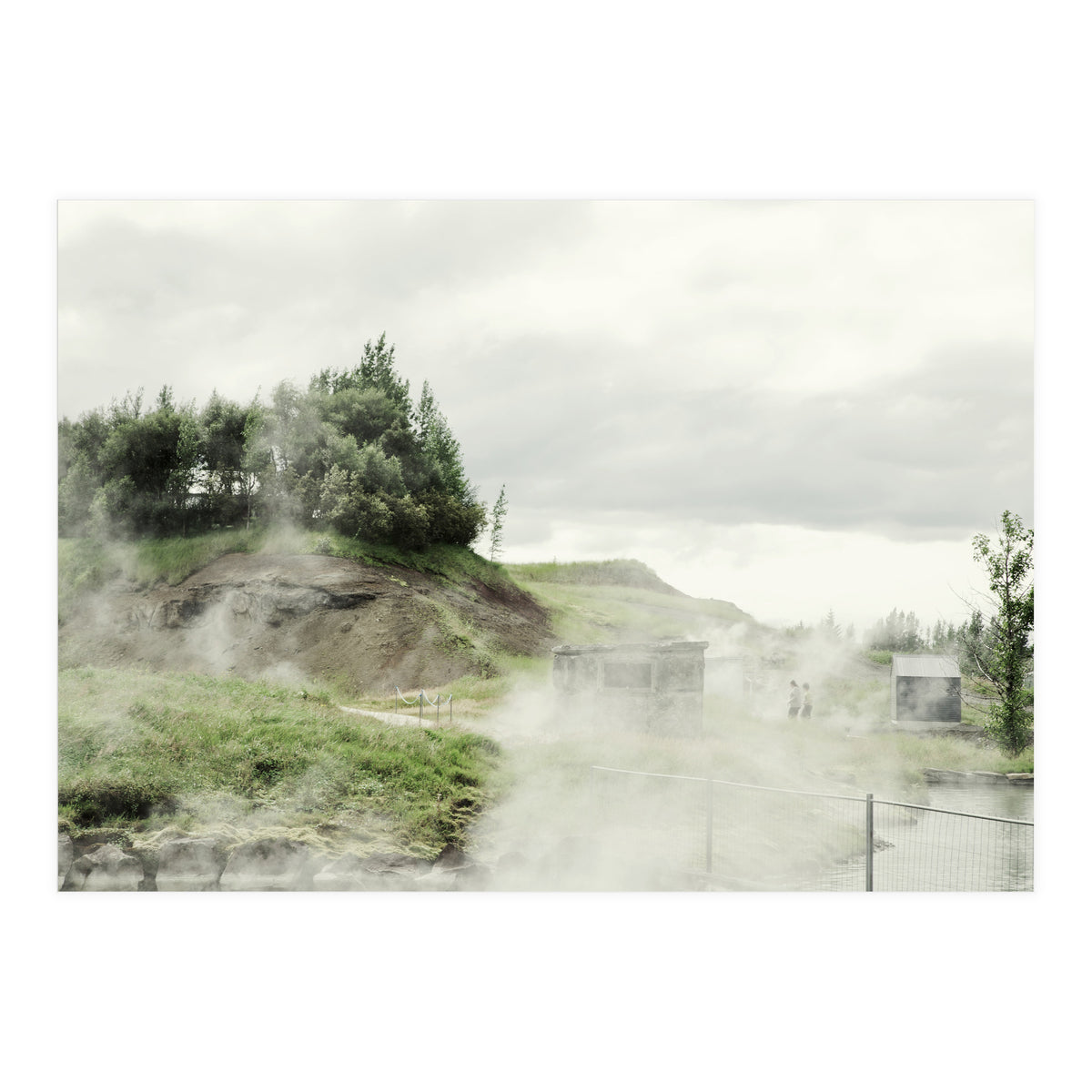 A natural hot spring landscape where steam rises - Iceland  (Print Only)