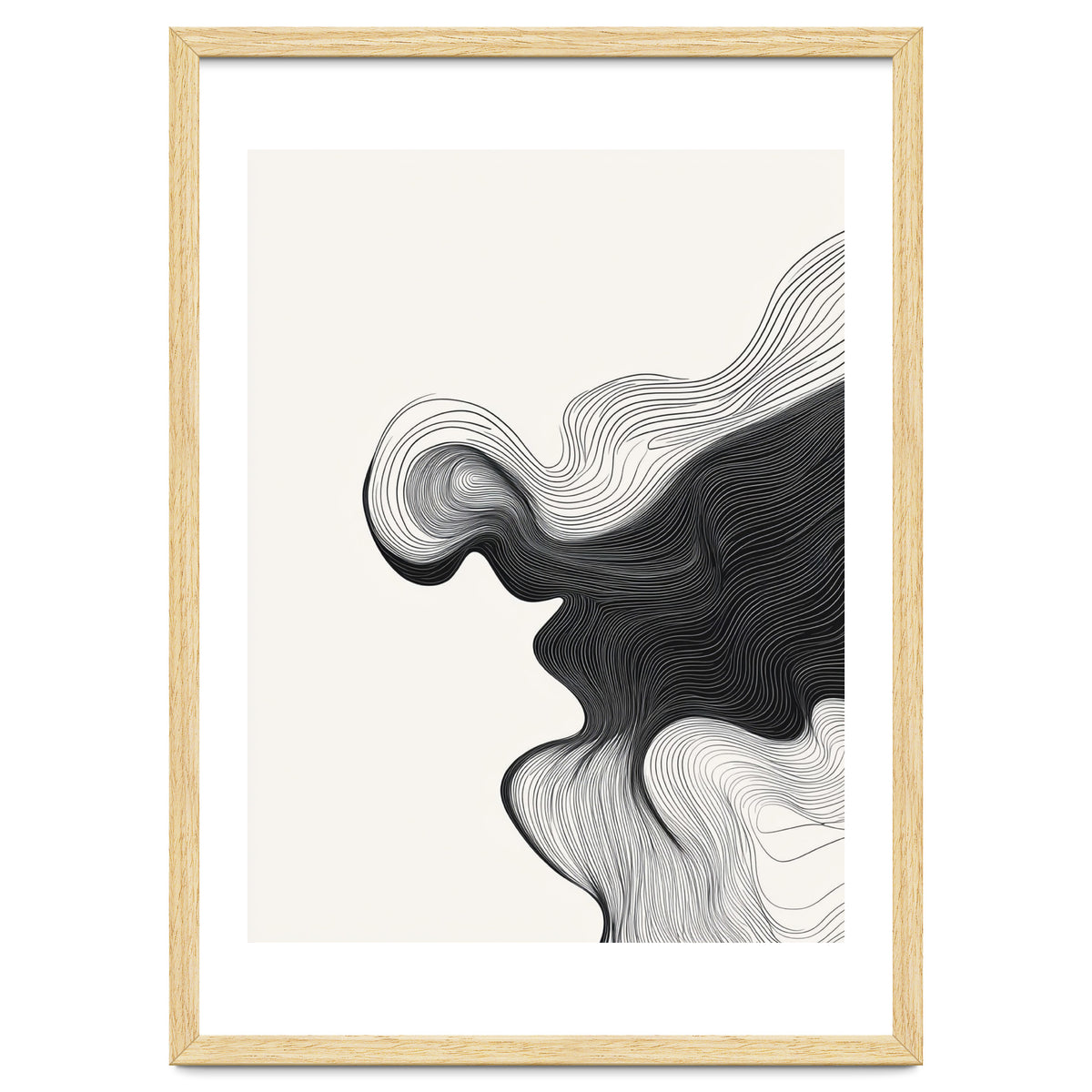 Abstract Black And White Wavy Lines Flowing Organic Shape