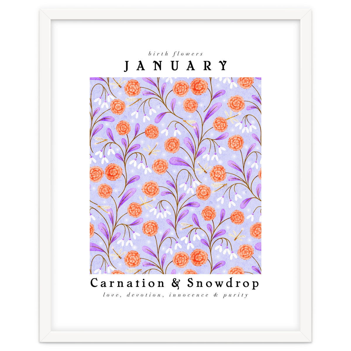 Carnation & Snowdrop January Birth Flower