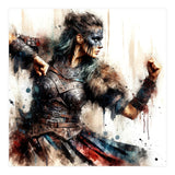 Viking Warrior Woman Watercolor Portrait (Print Only) thumbnail