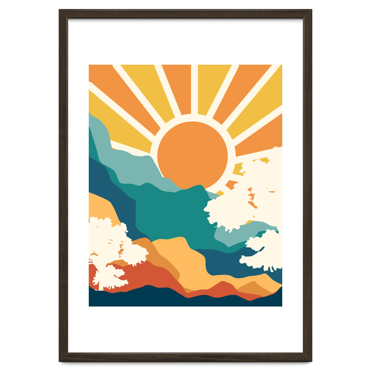 Sunrise Mindset, Positivity Optimism Self Love Self Care Growth, Nature Retro Eclectic Bohemian Peace Contemporary