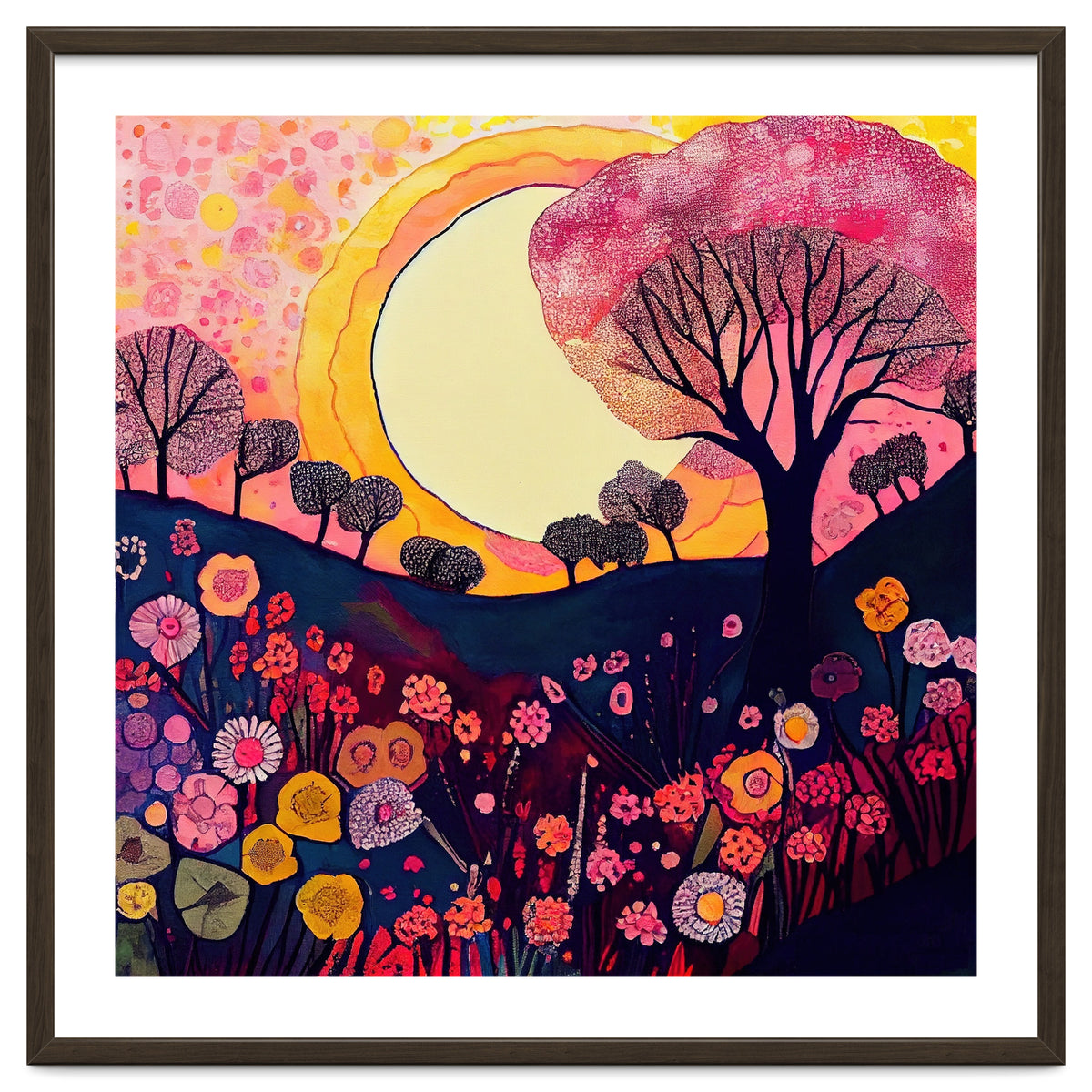 Folk Sunset Over Floral Hills