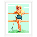 Pinup Country girl Posing With Pitchfork thumbnail