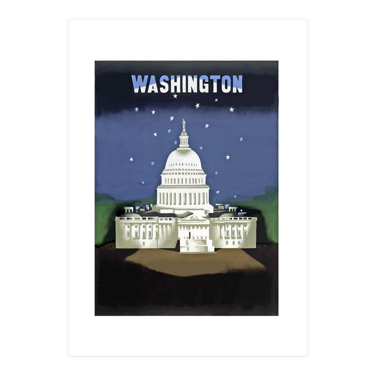 Washington, White House at Night (Print Only)