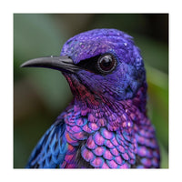 Vibrant Purple Bird With Water Droplets (Print Only)