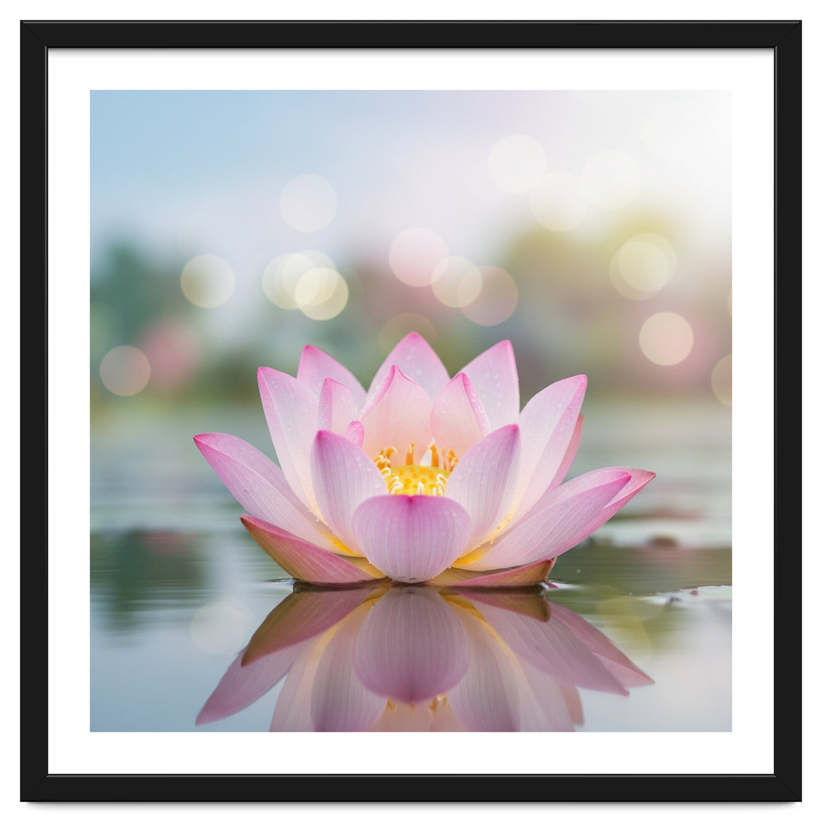 Ethereal Lotus Bloom: Serene Botanical Reflection