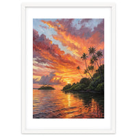 Impressionist Tropical Sunset Over Paradise Island