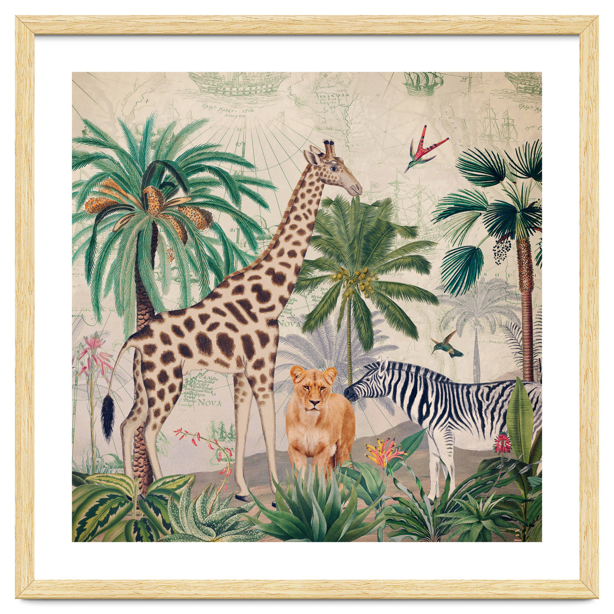 Vintage Fantasy African Animals Safari