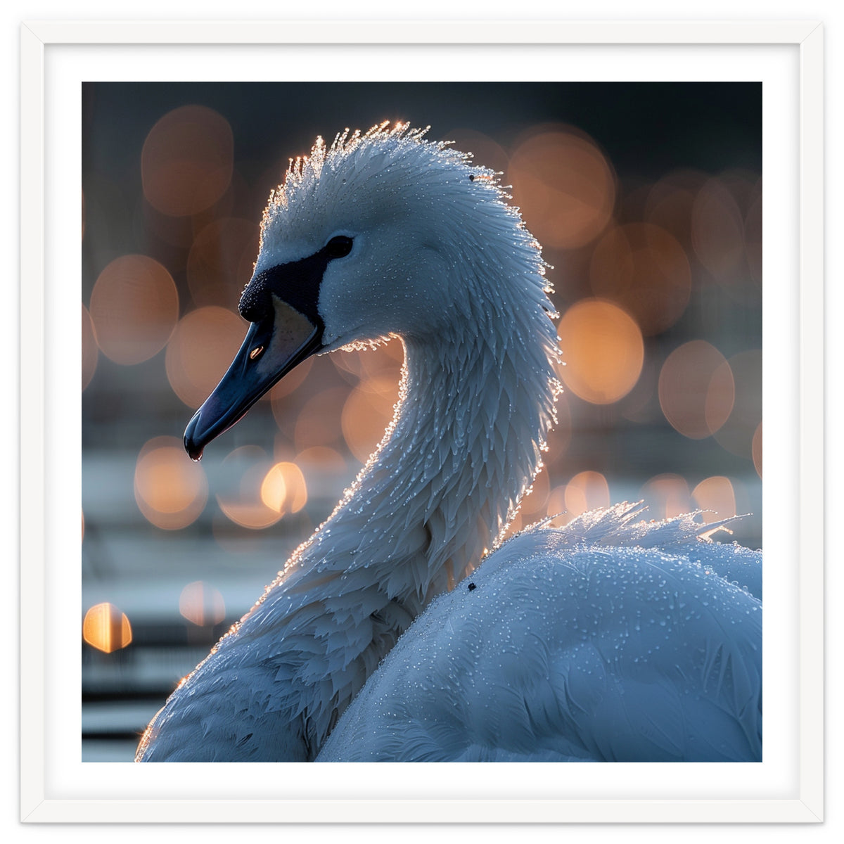 Close-up Shot of a Swan with Water Droplets