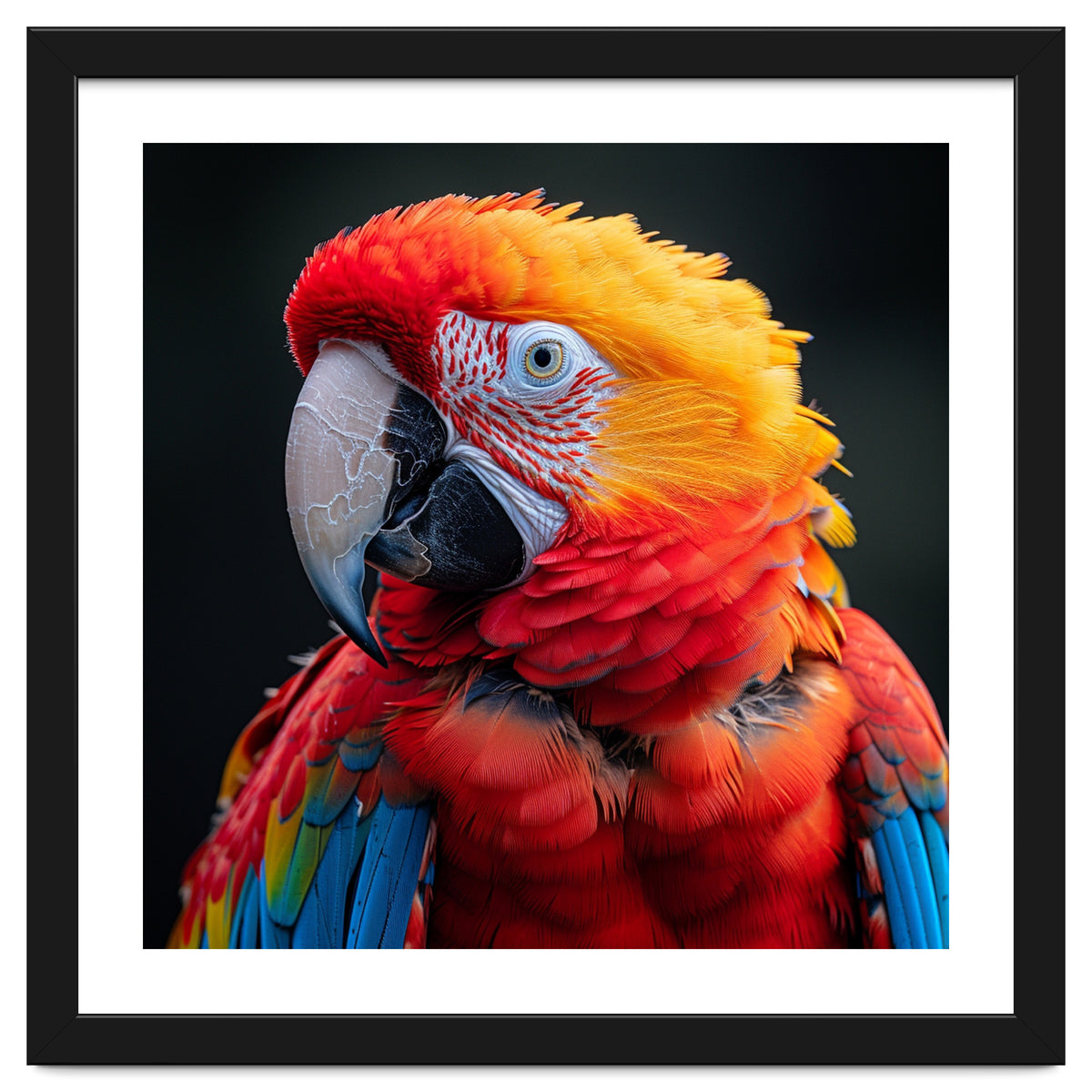Scarlet Macaw Parrot Portrait Vivid Colors