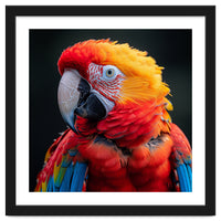 Scarlet Macaw Parrot Portrait Vivid Colors