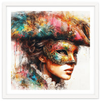 Watercolor Carnival Venetian Mask Woman
