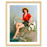 Pinup Girl Fishing With Her Dog thumbnail