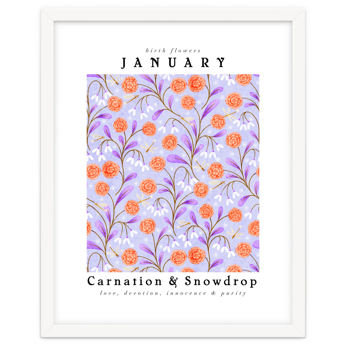 Carnation & Snowdrop January Birth Flower