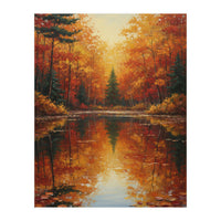 Golden Autumn Reflection: Impasto Forest Landscape (Print Only)