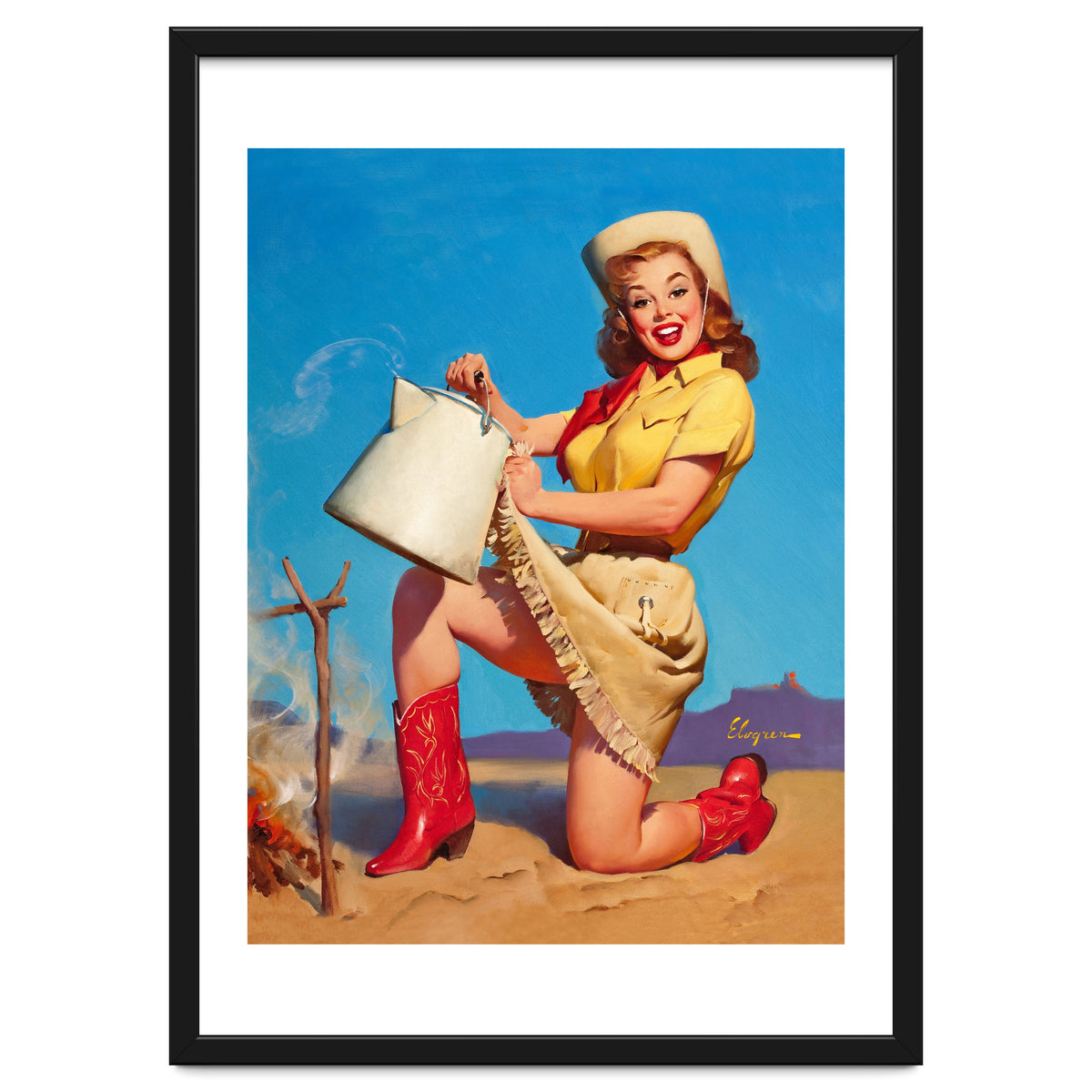 Pinup Sexy Woman Posing With A Hot Teapot