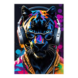 Panther In Headphones And Glasses (Print Only) thumbnail