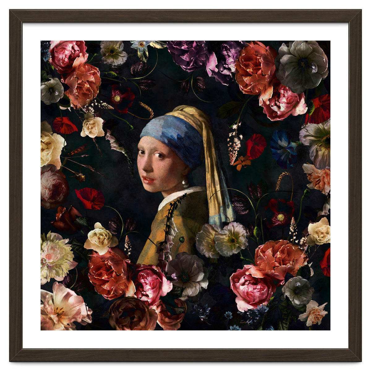 Girl With Pearl Earring And Flowers