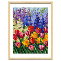 Vibrant Summer Tulip Garden Oil Painting