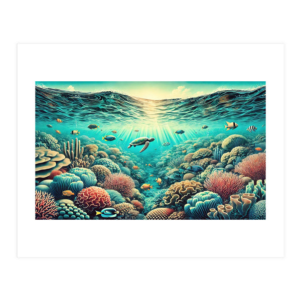 Vintage Australia, Great Barrier Reef Poster (Print Only)