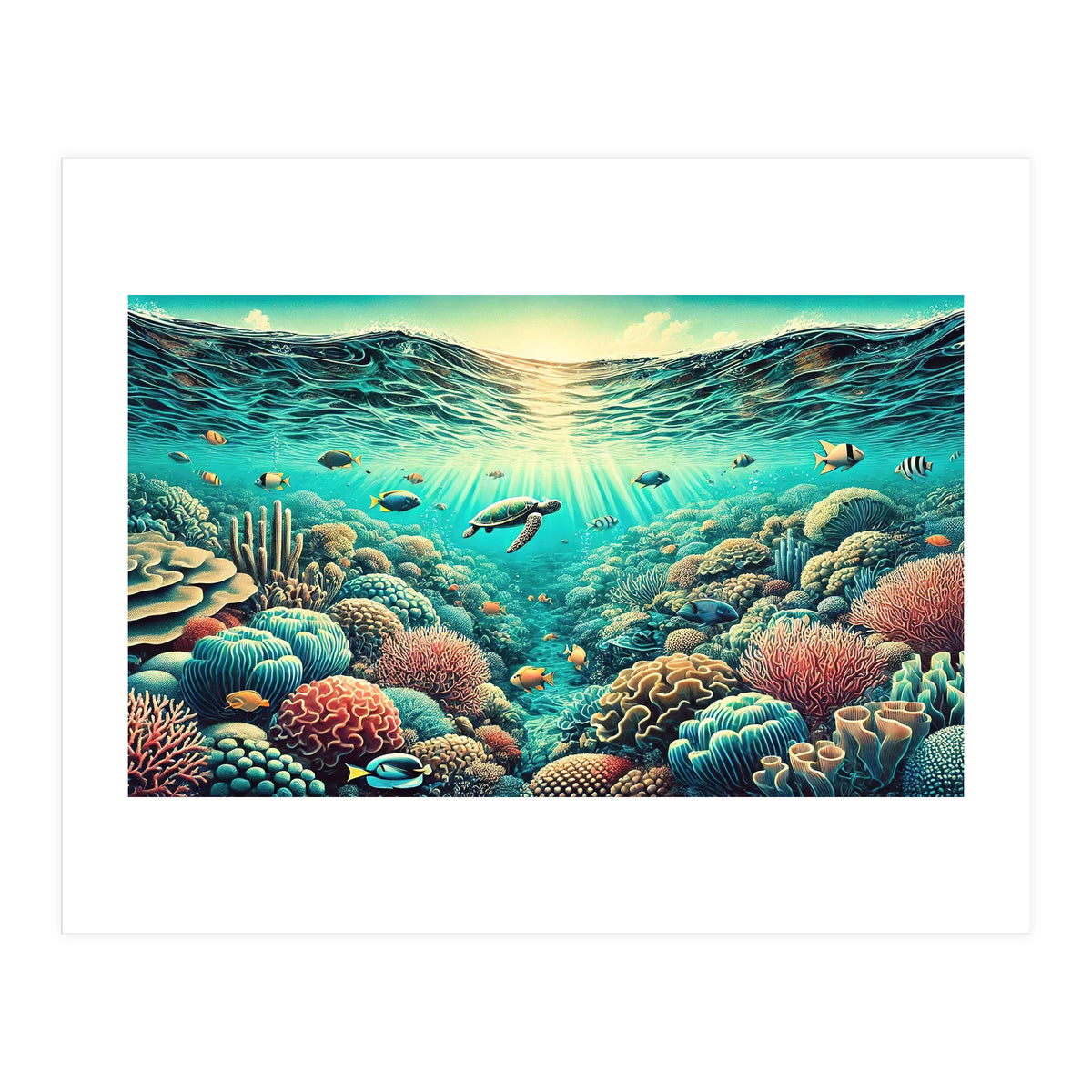 Vintage Australia, Great Barrier Reef Poster (Print Only)