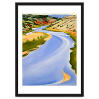 Georgia O’Keeffe – Chama River, Ghost Ranch (1937) | Serene Southwestern Landscape in Bold Modernist Forms