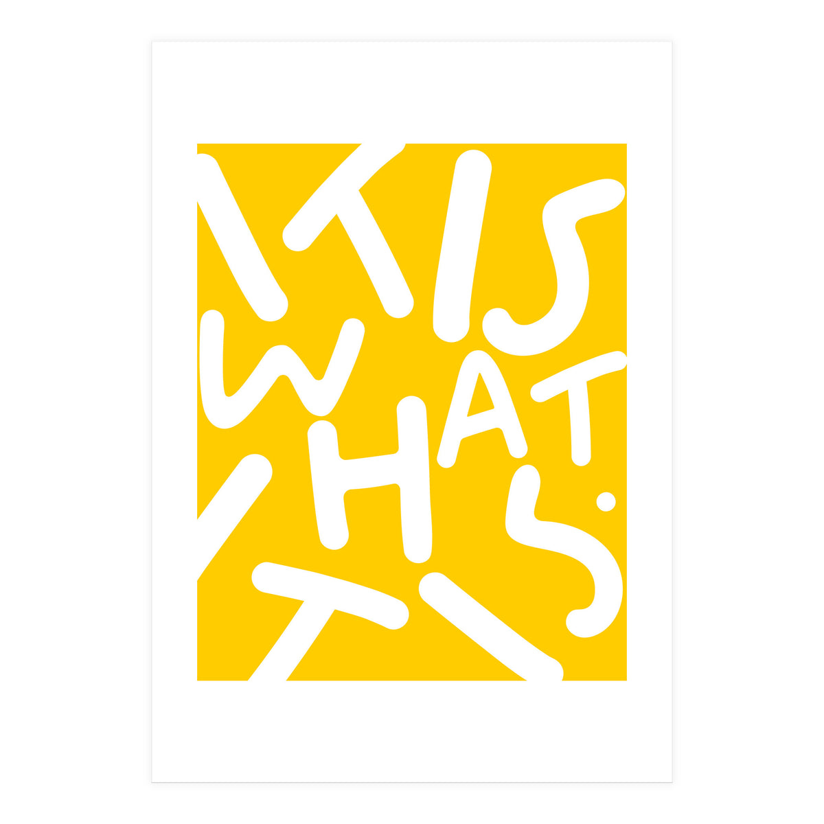 It Is What It Is. Typography Funky Quote Saying Words, Minimal Positivity Bright Yellow, Fun Quirky Eclectic Bohemian Contemporary Modern (Print Only)