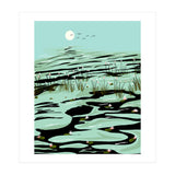 Dreamy Lake, Pastel Nature Botanical Jungle Landscape, Travel Pond Forest Plants Bohemian, Eclectic Scenic (Print Only) thumbnail