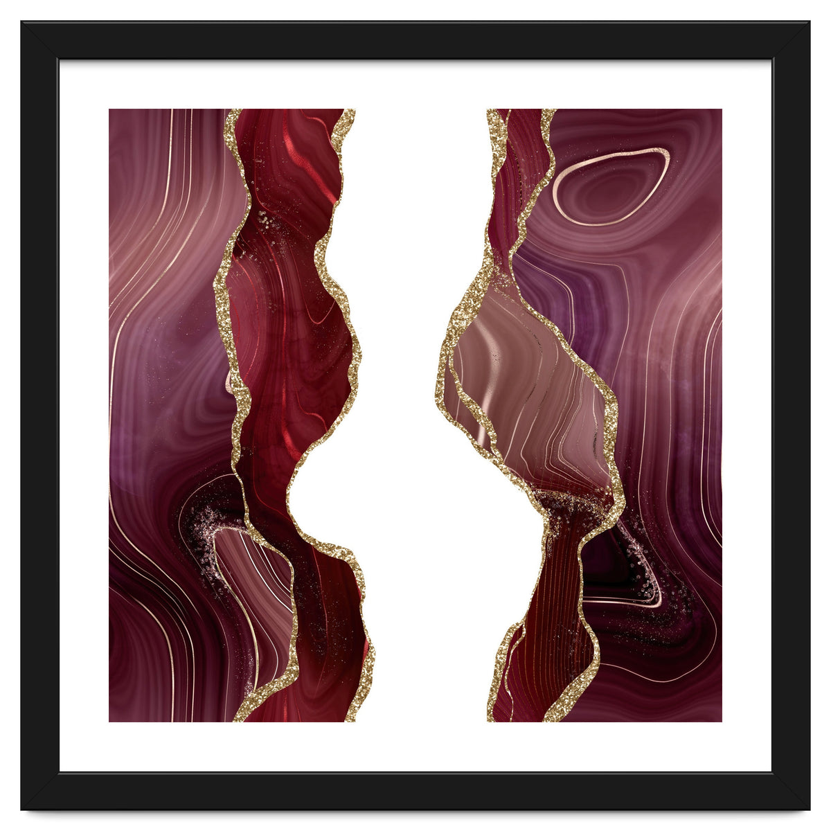 Burgundy & Gold Glitter Agate Texture 06