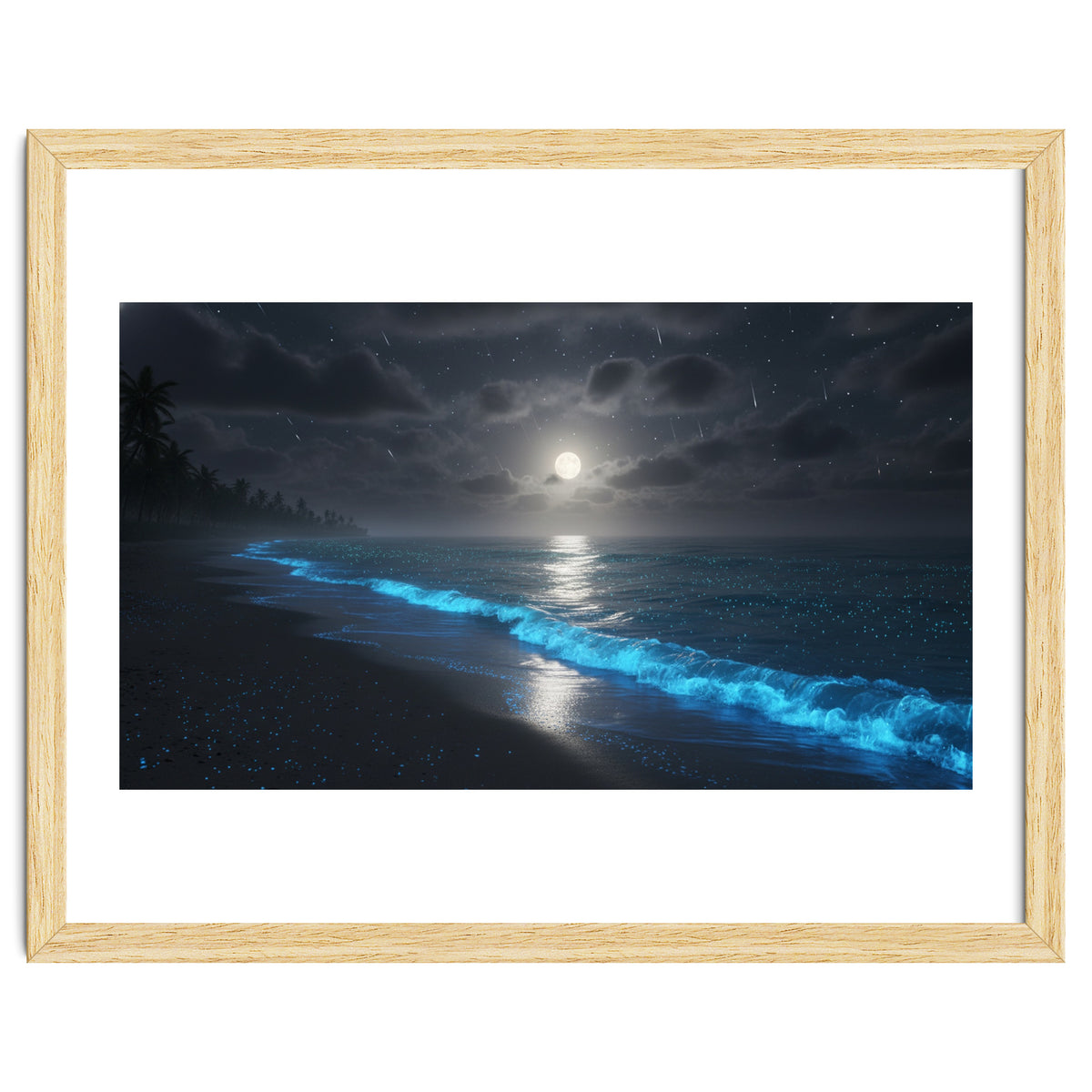 Bioluminescent Moonlit Shore