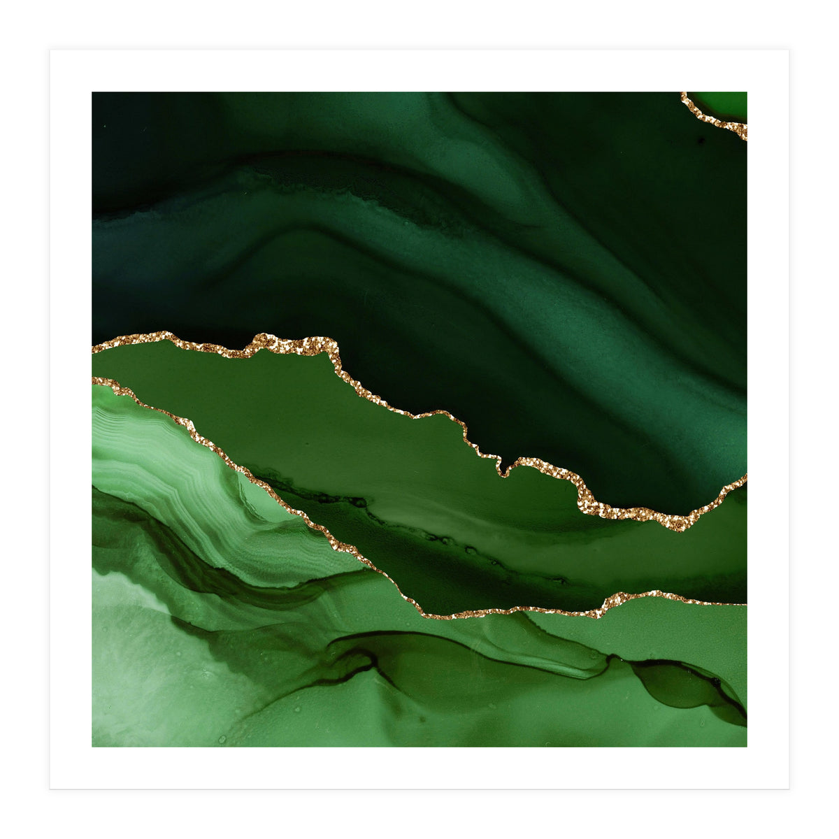 Green & Gold Agate Texture 12  (Print Only)