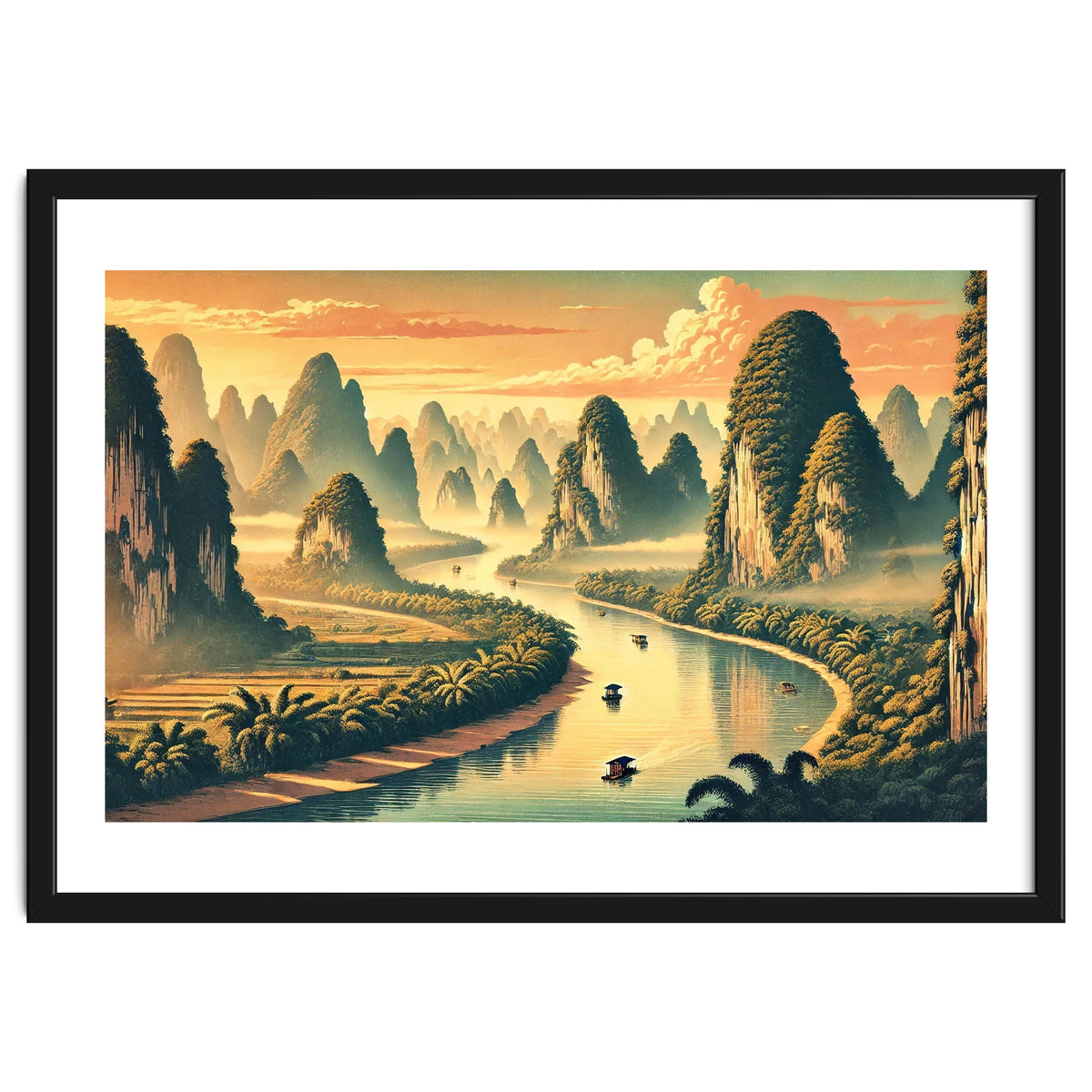Vintage China, Guilin Karst Mountains Poster