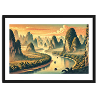 Vintage China, Guilin Karst Mountains Poster