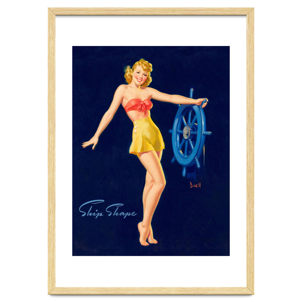 Pinup Girl Is Posing With A Steering Wheel