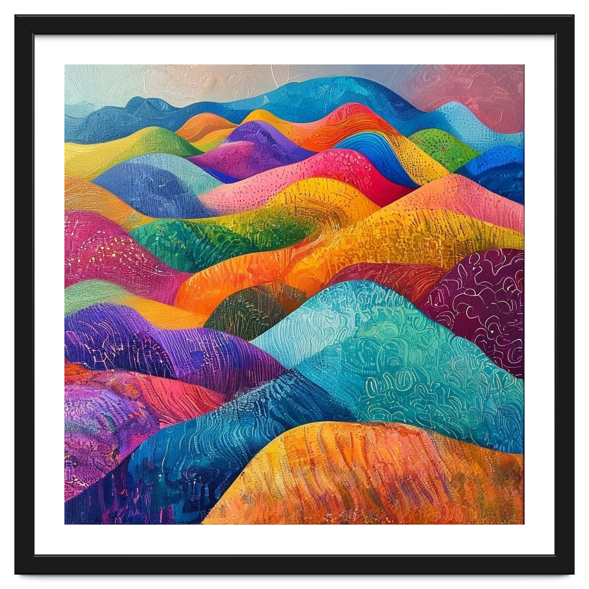 Vibrant Rainbow Rolling Hills Landscape