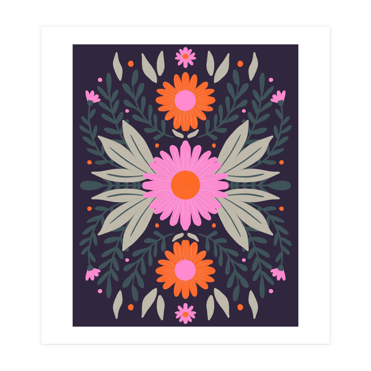 Pink And Orange Flowers (Print Only)