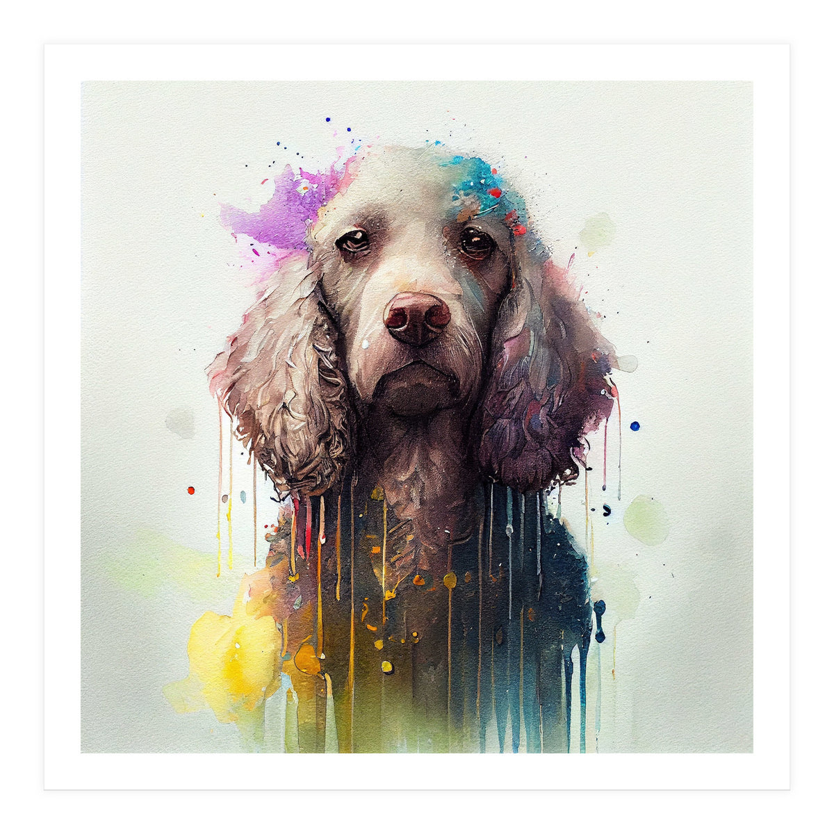 Watercolor Poodle Dog (Print Only)