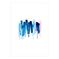 Abstract Watercolor Stripes Minimal Blue (Print Only)