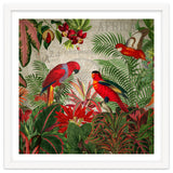 Vintage Rainforest With Tropical Red Parrots thumbnail