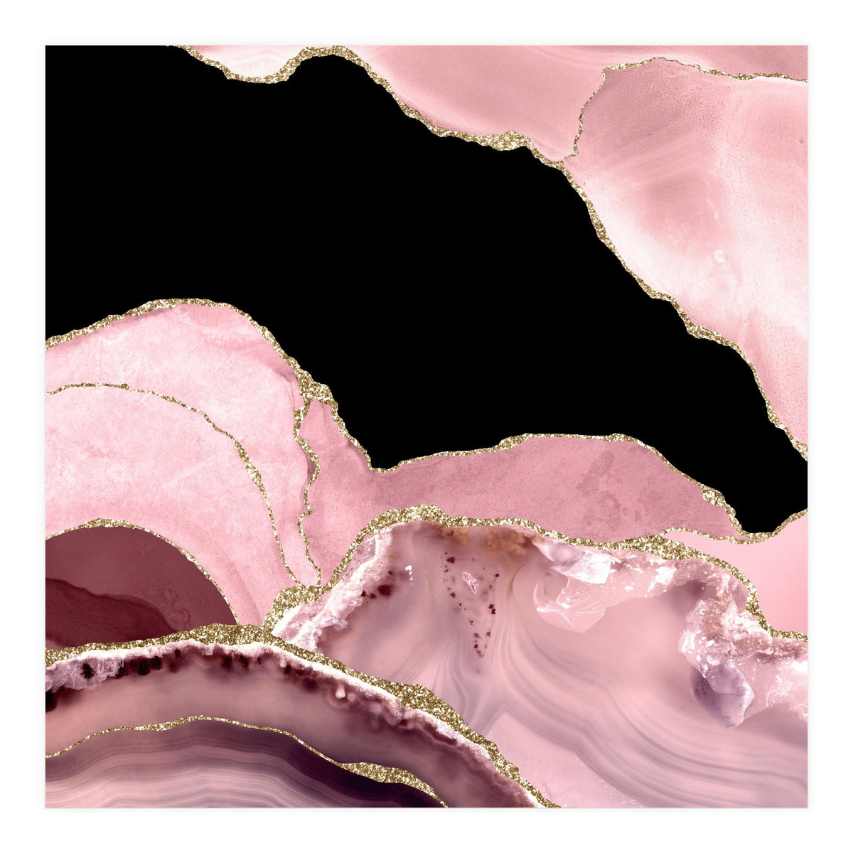Blush & Gold Agate Texture 03  (Print Only)
