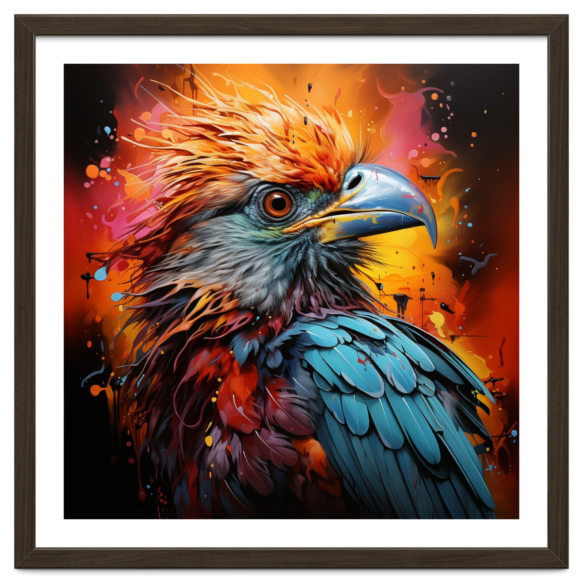 Vibrant Eagle Portrait Abstract Colorful Splatter Art
