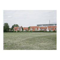 Red roof houses in the green field (Print Only)