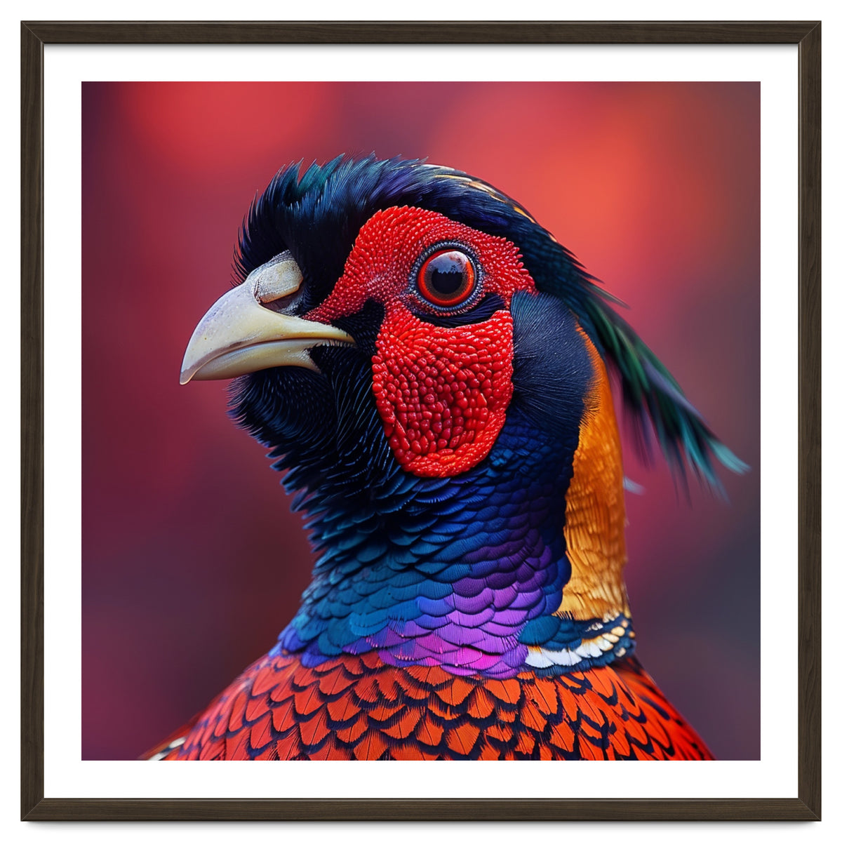 Close Up Pheasant Bird Head Detailed Feathers