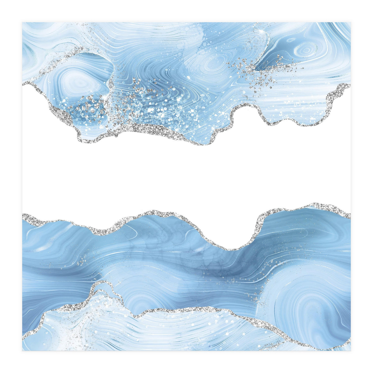 Blue & Silver Agate Glitter Texture 07  (Print Only)