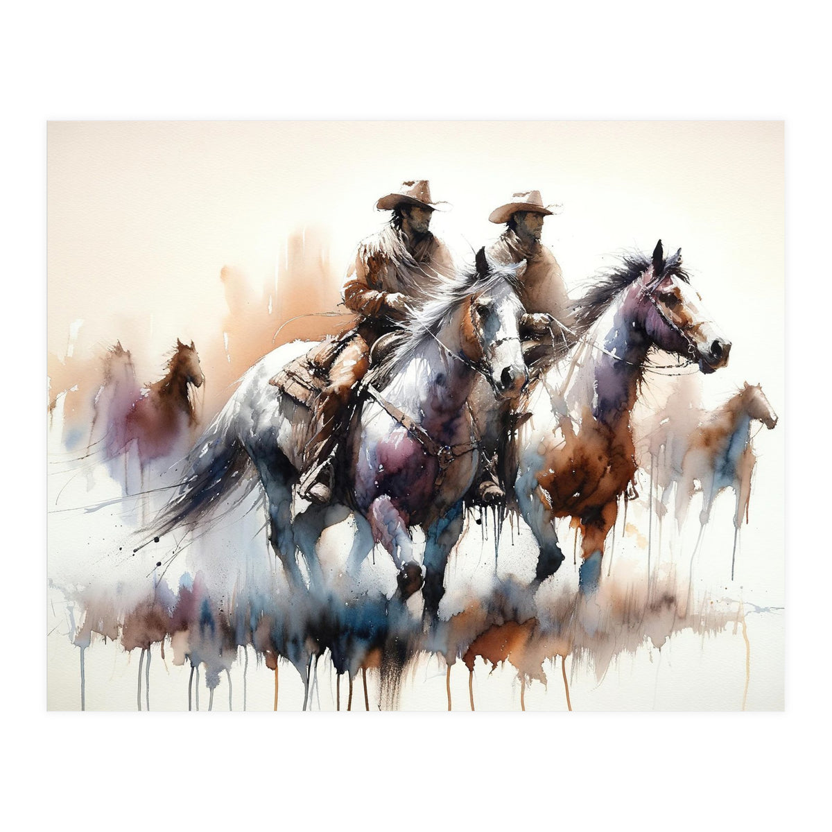 Cowboy Riders On Horses (Print Only)