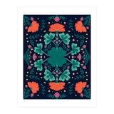 Clovers And Flowers Teal and Orange (Print Only) thumbnail