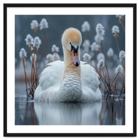 Swan Floating Serene On Calm Water