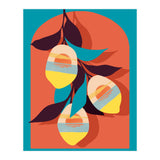 Lemon Sunset, Eclectic Botanical Colorful Bohemian Fruits, Food Pop Of Color Lime Retro (Print Only) thumbnail